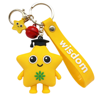 Porte-clés en caoutchouc personnalisé avec logo en relief, figurine de dessin animé 3D en PVC en forme d'étoile, pour récompenses étudiantes