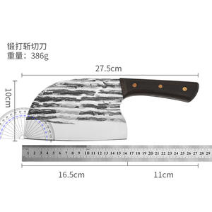 Couteau à découper forgé en acier inoxydable, lame de 8 à 9,9 pouces, manche en bois, couteau de cuisine forgé à la main, outil pour hacher les os - Product Image 5