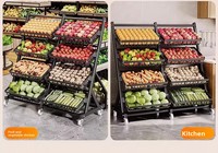 Étagère de rangement de style échelle, en métal multi-niveaux pour supermarché, centre commercial, légumes, fruits et collations