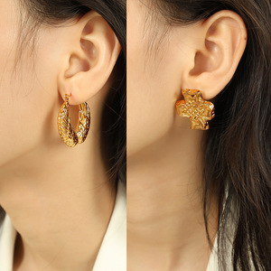 ต่างหูแบบห่วงชุบทองโลหะผสมสังกะสีแฟชั่นเครื่องประดับสตรี EH662 EH663 - Product Image 4