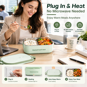 <b>Plug</b>-<b>in</b> Electric Lunch Box Convenient Operation Heated Lunch Box Healthy Hygienic Portable Food <b>Heater</b> for Car Truck Office Work - Product Image 3