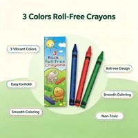 Lot de 3 Crayons Hexagonaux Anti-Roulement 3 Couleurs, Crayons de Cire Faciles à Tenir, Non Toxiques, pour Dessin d'Enfants et Tout-Petits, Personnalisation OEM