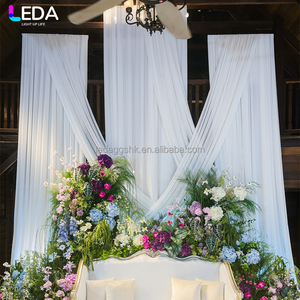 LEDA white <b>square</b> Wedding Decoration Backdrop <b>set</b> Milk silk Curtain Fabric Drapery Valance - Product Image 4