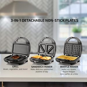 Gaufrier électrique mini personnalisé 750W avec thermostat automatique, surface antiadhésive, 6 fonctions en 1 pour usage domestique - Product Image 2