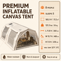 Tenda Coody 17.2 Familia Pro Air Warna Beige Harga Terbaik Tenda Kemah Mewah untuk 5-8 Orang Keluarga, Tenda Inflatable Berbahan Katun Model Tunnel