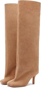 <span class=keywords><strong>Stivali</strong></span> Alti da Donna Eleganti in Camoscio <span class=keywords><strong>Nude</strong></span> con Pelliccia, Modello Cowgirl, per Polpacci Larghi, con Tacco Alto, <span class=keywords><strong>Stivali</strong></span> al Ginocchio da Donna - Product Image 3