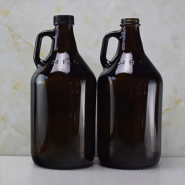 Botella de vidrio de cerveza de EE. UU., California, con mango, 2l, venta al por mayor, 64oz, 2023