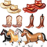 Nouveau Western Cowboy Feuille Ballon chapeau chaussures cheval Botte En Forme De Ballon Fête D'anniversaire Décoration Fournitures Ballon Mexique Jouets