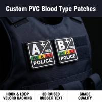 Écusson en caoutchouc personnalisé avec groupe sanguin, étiquette en PVC souple 3D pour sacs à dos et vestes, patch gaufré imperméable