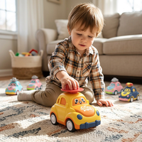 Lot de 6 voitures à inertie à pression, jouets à friction, voitures de dessin animé à pousser et à faire rouler, ensemble de véhicules pour enfants, garçons, filles, cadeau