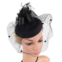 HZO-22050 Topi Pesta Teh Kentucky Derby Bahan Satin Bulu dengan Bandana untuk Pernikahan, Gereja, dan Pengantin Wanita serta Gadis