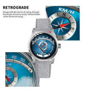 Reloj de Hombre SW200 Automático con Horas Desplazables y Minutos Retrogrados, Cristal de Zafiro, Luminoso, Correa de Cuero, Montre Mécanique Homme - Product Image 3