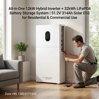 Système de batterie solaire hybride 12 kW 32 kWh facile à installer, 51,2 V 628 Ah LiFePO4, ESS tout-en-un pour les projets résidentiels et commerciaux