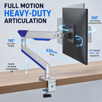 Nouveau support de bureau ergonomique pour un seul moniteur, fixation rapide, plaque VESA, métal noir, capacité de charge de 11 kg, pour le bureau, les jeux, les appels