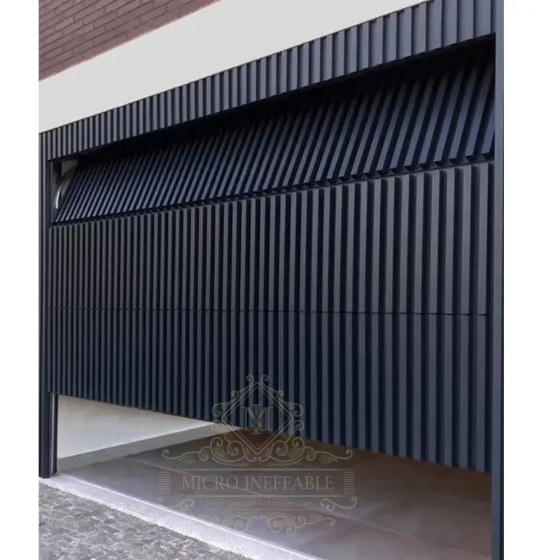 중국 고품질 공급 업체 단면 차고 문 현대 전기 수평 나무 격자 알루미늄 차고 문 높은 표준