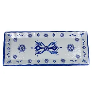 Plateau à gâteau aux amandes bleu <span class=keywords><strong>marocain</strong></span> <span class=keywords><strong>de</strong></span> 19 ''Plateau à pain <span class=keywords><strong>de</strong></span> service en mélamine durable - Product Image 1