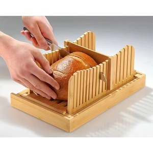 Cortador de pan de bambú con bandeja para migas, bandeja plegable multifuncional para pan, para uso comercial en panaderías - Product Image 1
