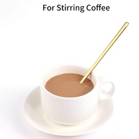Cuillère ronde petite en acier inoxydable de style coréen, cuillère à café, cuillère à thé au lait, cuillère à glace, cuillère à dessert, manche long doré