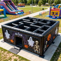 Labyrinthe gonflable en PVC de qualité commerciale sur le thème d'Halloween, jeux de labyrinthe pour enfants, château personnalisé, aire de jeux facile à installer, couleur personnalisée