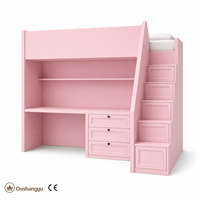 Lit superposé pour enfants avec bureau, panneaux CE ENF, rangement, escalier, gain de place pour chambre d'enfant, petit espace