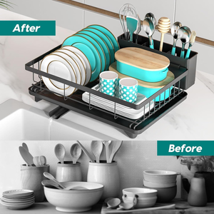 Égouttoir à vaisselle en métal pour comptoir de cuisine avec plateau de drainage, support de rangement multifonctionnel pour assiettes et vaisselle pour la <span class=keywords><strong>maison</strong></span> - Product Image 6