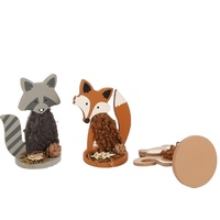 Articles de décoration intérieure, mini animaux en peluche en bois, raton laveur, renard