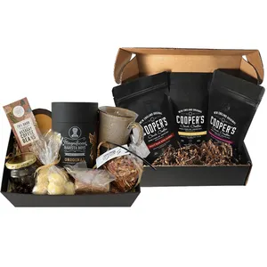 Aangepaste Eco Zwart Bruin Golfkarton Craft Gift Set Mailer Postal Verzending Verpakking Papier Koffie Verpakking Doos