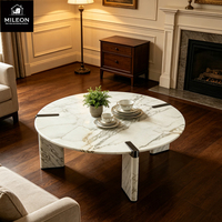 Table basse ronde en marbre moderne de luxe, table centrale en pierre naturelle pour salon, décoration intérieure, table basse pour hôtel et villa