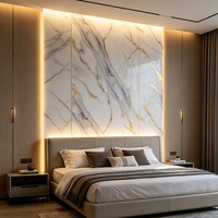 Plaque de marbre PVC brillant UV pour la décoration murale intérieure moderne du salon, écologique et imperméable