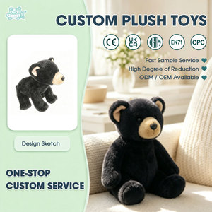 Peluche Ours Noir Solide, Jouet Doux en Coton PP, Prise en Charge ODM/OEM, Idéal pour Décoration Maison et Cadeau Enfant - Product Image 1