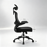 Chaise de bureau ergonomique moderne en maille noire, réglable en hauteur, avec coussin épais pour salle de conférence et salle d'étude