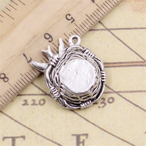 Charmes <span class=keywords><strong>hirondelle</strong></span> <span class=keywords><strong>nid</strong></span> <span class=keywords><strong>d</strong></span>'oiseau oeufs 24x19x8mm tibétain argent couleur pendentifs Antique <span class=keywords><strong>fabrication</strong></span> de bijoux bricolage artisanat fait main - Product Image 3
