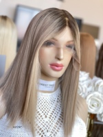 Perruque en cheveux humains casher SHY, qualité salon, cheveux vierges bruts, coupe dégradée, dentelle HD, marque privée
