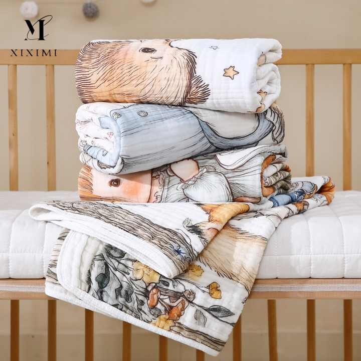 R for Rabbit Softkins Muslin Baby Blanket With 6 Layers - Newborn Swaddle & All Season Blanket