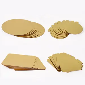 Gold silver cake board round mini cake paper board cn zhe gold oolima waterproof cake bakery 4 size offset printing