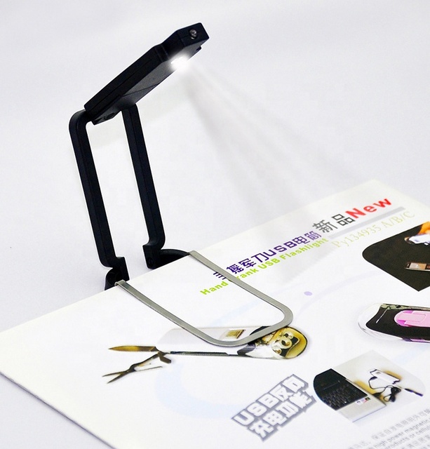 Custom Logo Printing Foldable LED Clip-on Book Light Night Reading Mini Book Lamp
