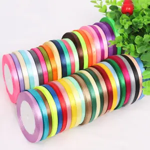 Silk Satin Ribbon Roll 100% Polyester Solid Color Single Double Face Satin Ribbon For Decoration