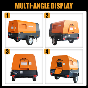 เครื่องอัดอากาศแบบสกรูดีเซลเคลื่อนที่ 185-450CFM 8บาร์ 10บาร์ ขับเคลื่อนด้วยเครื่องยนต์ดีเซล สำหรับงานก่อสร้างและขุดเจาะ - Product Image 3