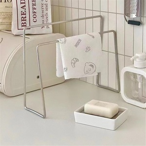 304 Stainless Steel Modern Standing Type Bold Thickened <b>Kitchen</b> & Bathroom Towel Rack Waterproof Double Tier Dish Cloth <b>Storage</b> - Product Image 2
