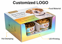 Boîte d'emballage rigide pour aliments pour animaux de compagnie en carton ondulé recyclable avec logo personnalisé, estampage à chaud doré, impression quadricolore pour friandises pour chiens et chats