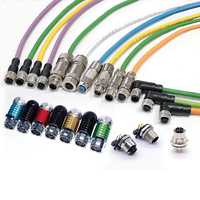 Connecteurs Linconn M12 à prise coudée 2-12 broches 90 degrés en cuivre pour montage sur panneau métallique automobile PCB Mâle Femelle 220V 4A