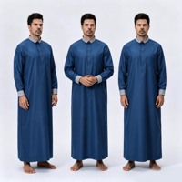Robe saoudienne pour homme, couleur contrastée, col montant, style arabe islamique, Dishdasha Jubba, manches longues, Thawb, usage formel et décontracté