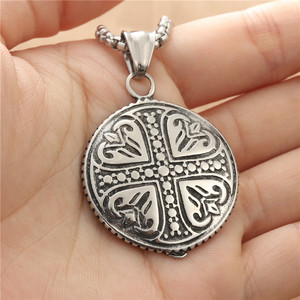 European American Style Stainless Steel <b>Cross</b> Pendant Necklace Men's Retro Geometric Design 19088 - Product Image 3