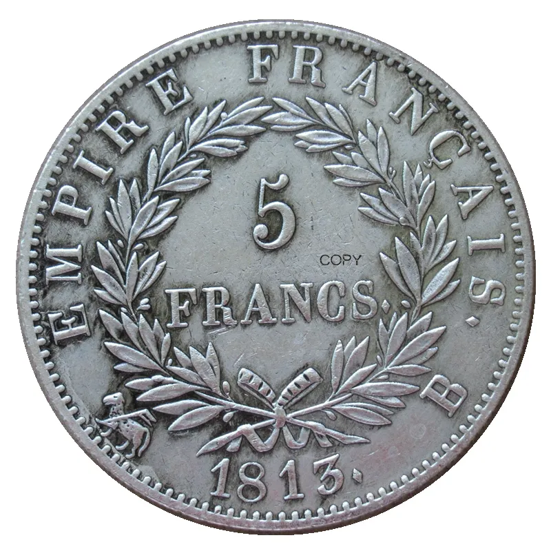Pièces de monnaie argentées 1813 A/AM/B/D/<span class=keywords><strong>H</strong></span>/I/K/M/Q/U/W 5 français-mousseline de soie, empire français