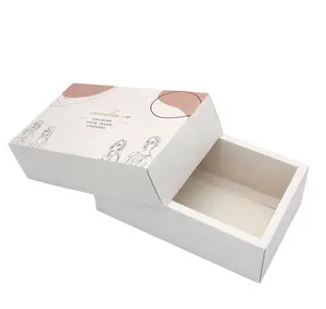 Белая картонная упаковочная коробка для штамповки фольгой, пищевая упаковочная коробка с крышкой и базовой упаковочной коробкой