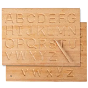学龄前蒙特梭利木制双面写字板字母描记板木制描述板练习益智玩具