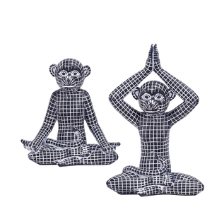 Redeco Offre Spéciale créatif n'écoutez <span class=keywords><strong>pas</strong></span> <span class=keywords><strong>ne</strong></span> voyez <span class=keywords><strong>pas</strong></span> <span class=keywords><strong>ne</strong></span> parlez <span class=keywords><strong>pas</strong></span> Figurine de singe rayé mignon Statue de singe en résine ornements d'animaux - Product Image 1