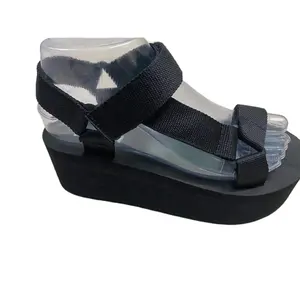 Kadın toka kayış ayakkabı yeni stil parti sandalia bayanlar 8cm kama yüksek topuklu ayakkabı basit cork siyah kama sandalet