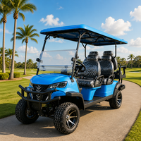 Voiturette de golf électrique personnalisée 6 places, autonomie 100 km, batterie lithium 72V, moteur AC haute vitesse, idéale pour les centres de villégiature