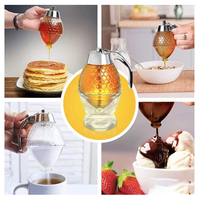 Distributeur de miel en verre moderne de 200 ml avec support pour les fêtes – Pot à miel transparent